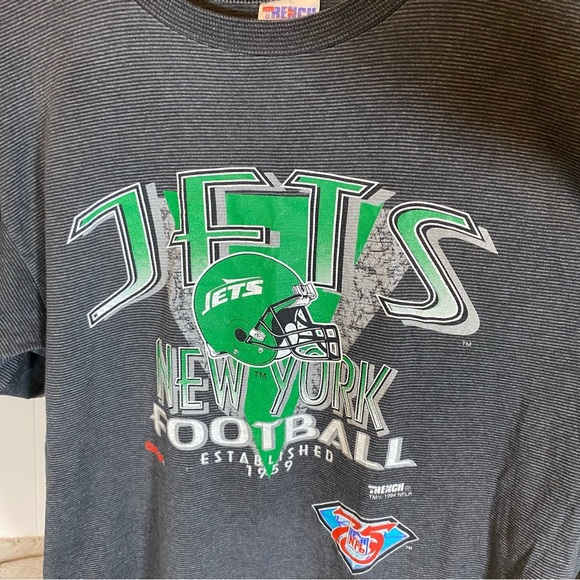 Vintage 1994 NFL New York Jets Trench USA Ultra Single Stitch Graphic T-Shirt - Picture 2 of 16